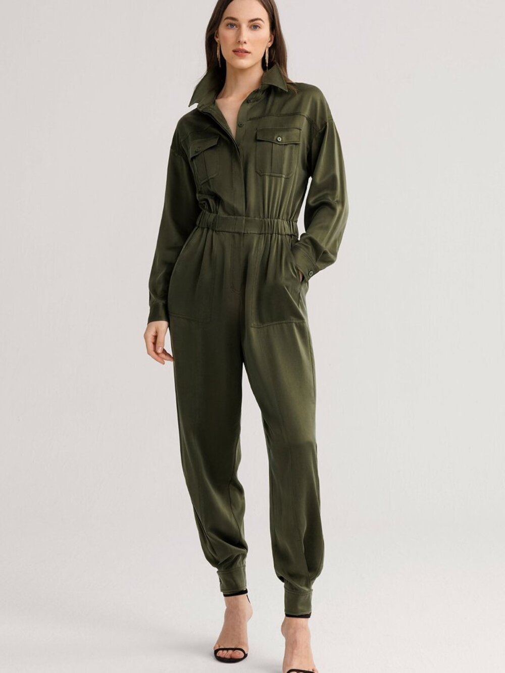 Lillysik Sandwashed Safari Jumpsuit — Safari Green (L)